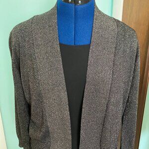 Covington 3/4 Length Sleeve Dressy Black Sweater with Silver Thread Accent